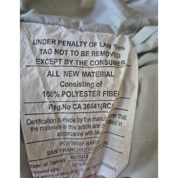 Pottery Barn Comforter Set 2 STD Shams Aqua Blue Cotton Sz F/Q Discontinued Item - Picture 10 of 11